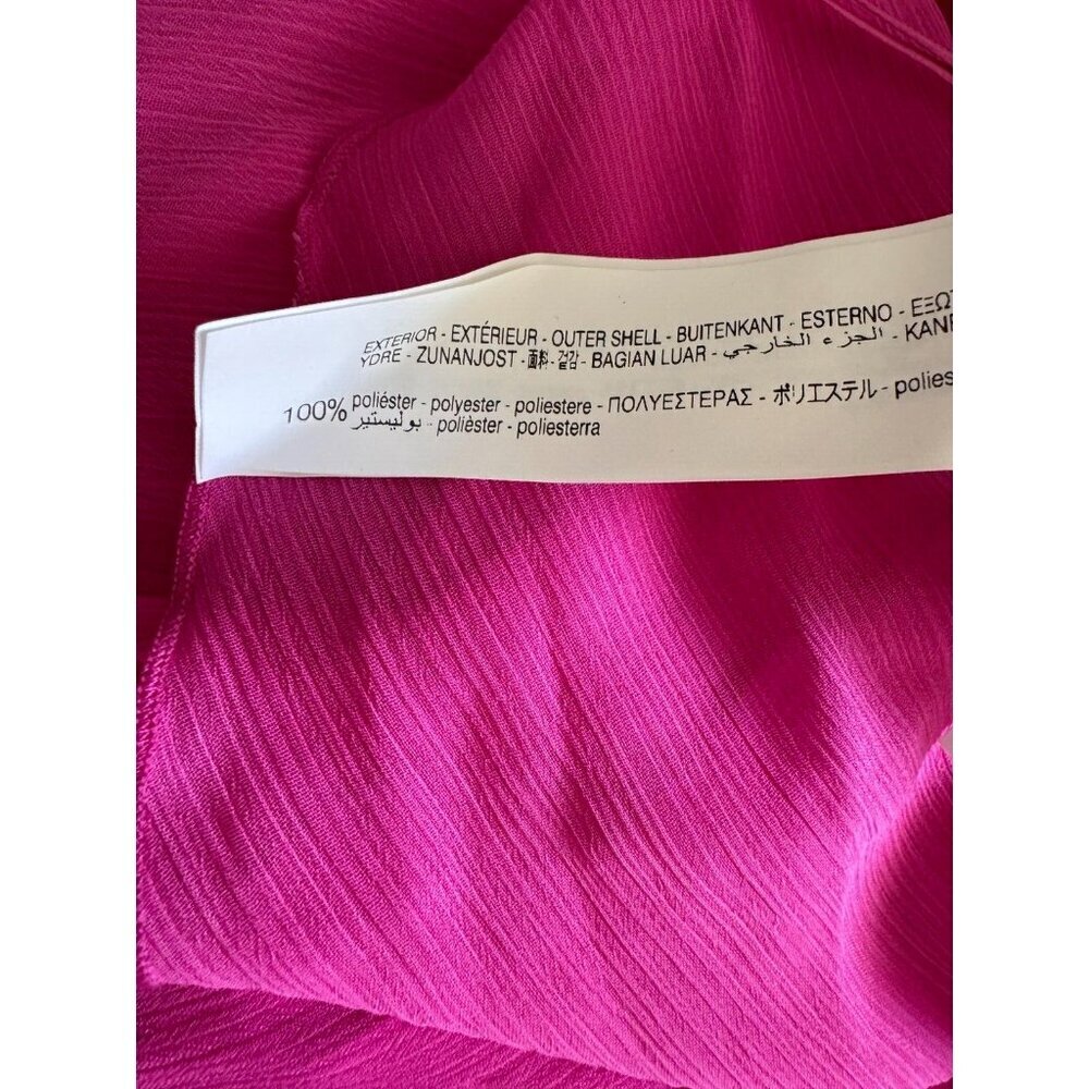 NWT Zara Magenta Pink Ruffled Midi Slip Dress Women Size Small - Picture 9 of 10